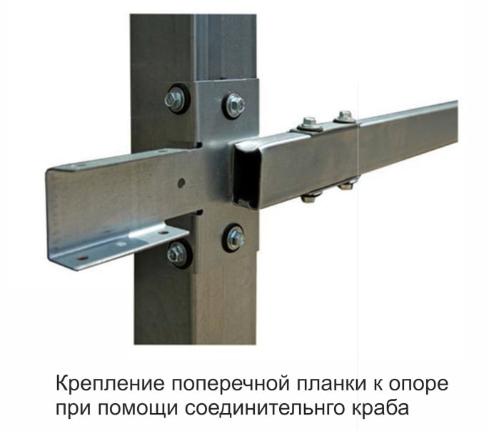фото крепления лаг к забору с помощью краба