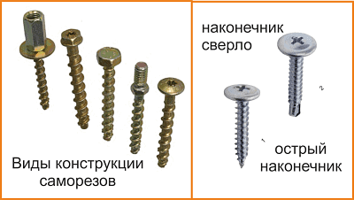 варианты и виды саморезов